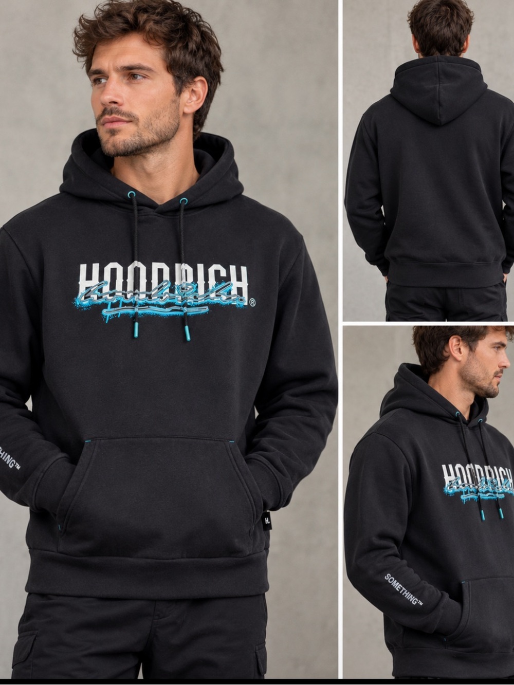 Large Hoodrich OG Mens From Nothing to Something splatter drip logo Hoodie